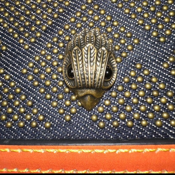 New Kurt Geiger London Shoreditch Denim/Leather Shoulder Bag With Mirror Studded - Picture 10 of 16